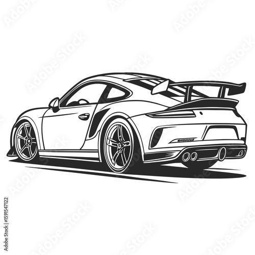Sleek sports coupe with aggressive spoiler sports car