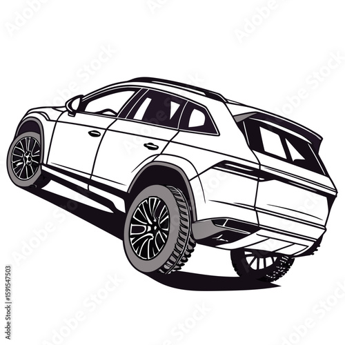 Sleek luxury S U V rear view vehicle transportation