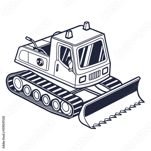 Snow groomer vehicle with plow and tracks machine transportation
