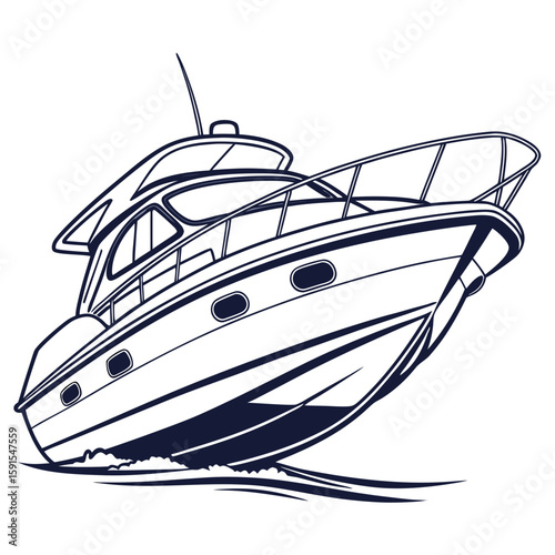Sleek motor yacht cruising on water motorboat luxury