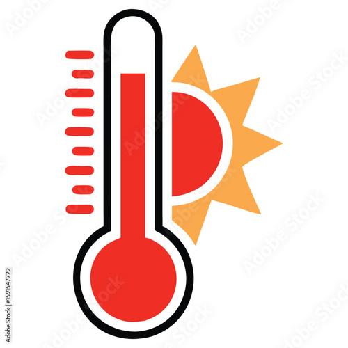 Extreme Heat Vector Illustration Thermometer Sun Climate Change