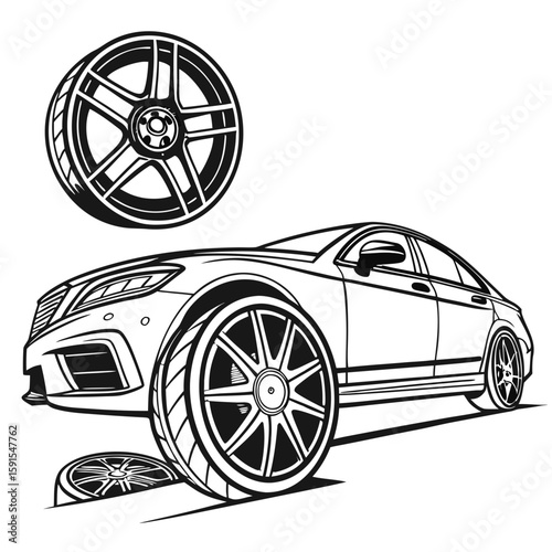 Sleek sedan with custom alloy wheels luxury vehicle