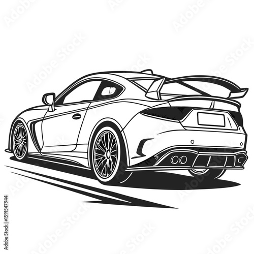 Sleek sports coupe with rear spoiler sports car automotive