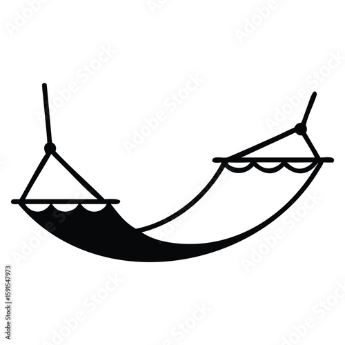 Hammock relaxation summer vacation leisure graphic icon black white