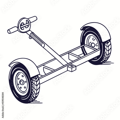 Towing dolly with wheels and handlebars trailer vehicle