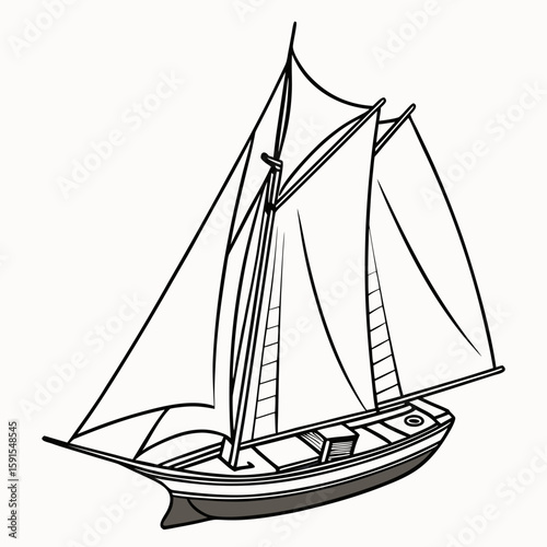Traditional schooner sailing vessel with white sails