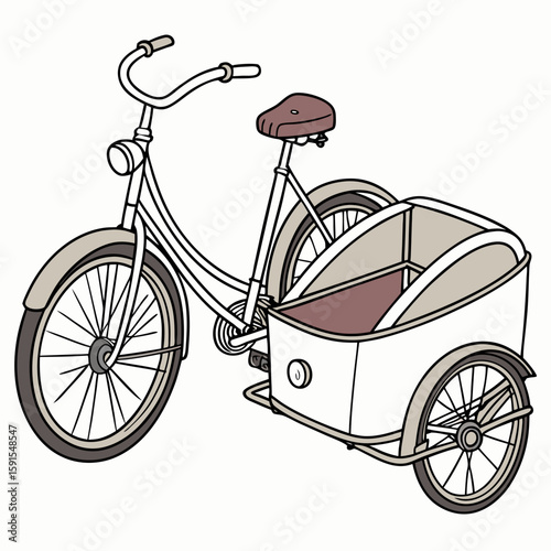 Vintage bicycle with cargo carrier sidecar