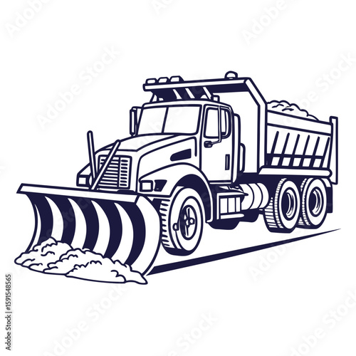 Snow plow truck clearing snow vehicle winter