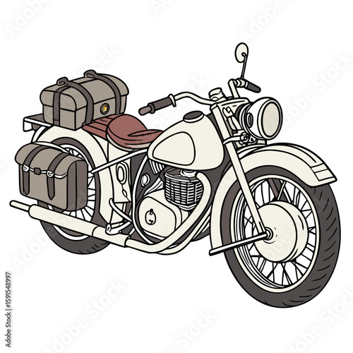 Vintage motorcycle with luggage travel sidecar