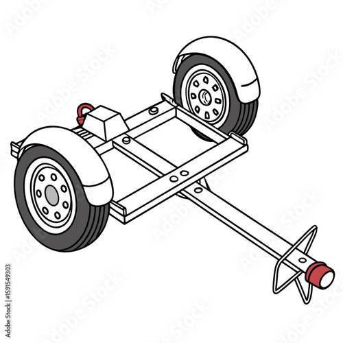 Towing dolly with wheels and red accent trailer vehicle accessory