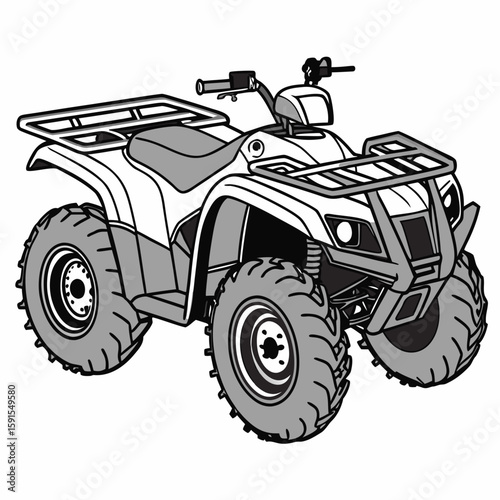 White and gray all terrain vehicle quad bike off road vehicle