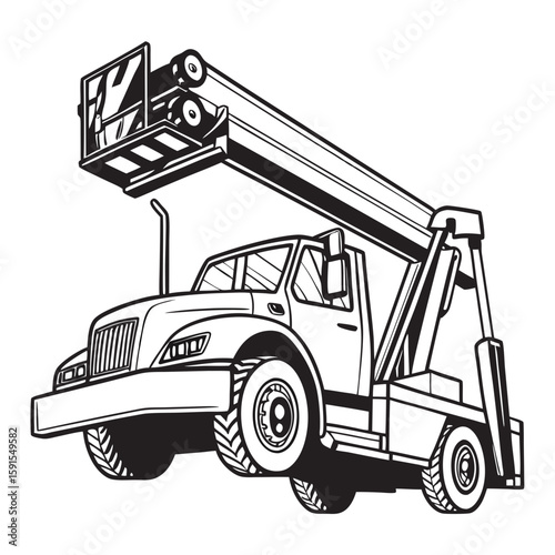 Truck with extended boom and platform vehicle transport