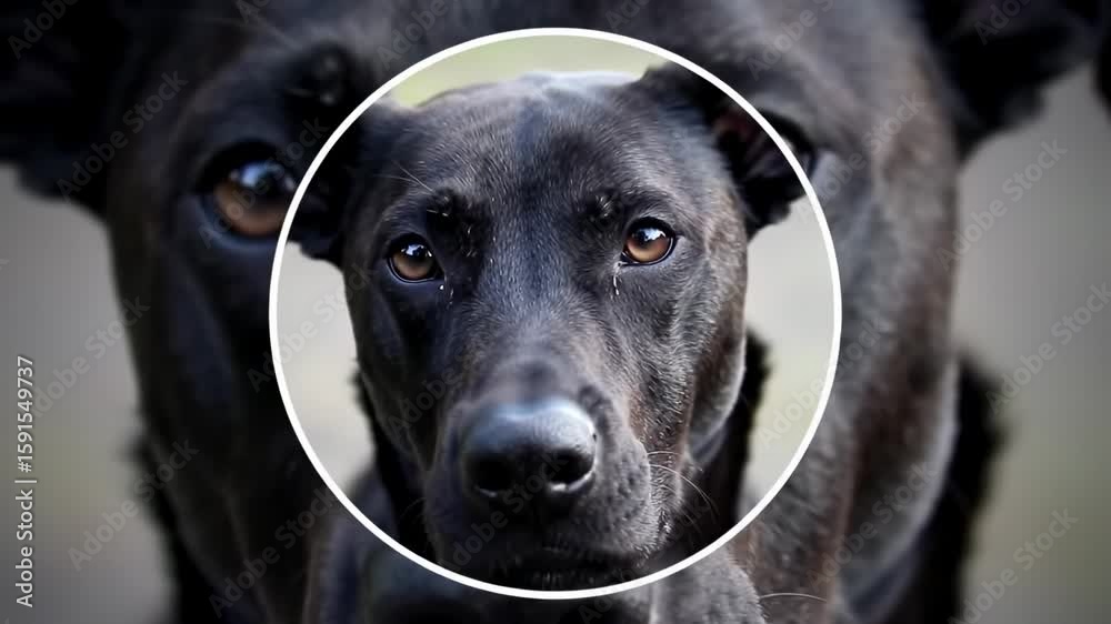 Close-up of a black dog's face