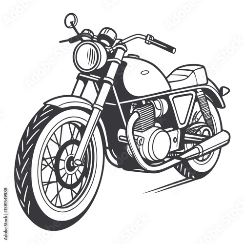 Vintage motorcycle with large headlight classic motorbike