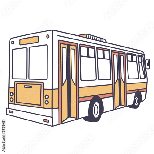 White city bus with orange accents and open doors public transport