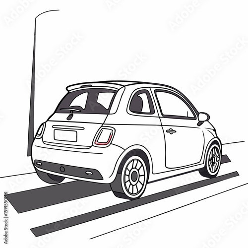 White compact car parked near street lamp white car city car