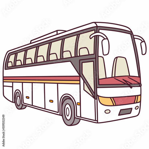 White passenger bus with red and yellow stripe passenger transport travel