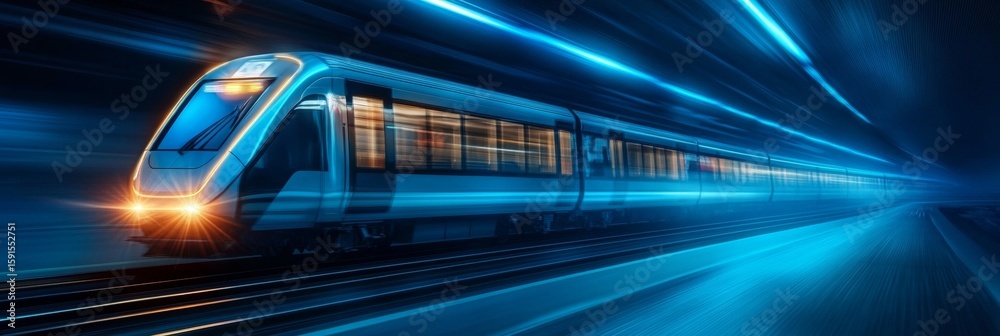 Fototapeta premium Futuristic High-Speed Railway Design with Sleek Locomotives and Vibrant Colors for Modern Transport