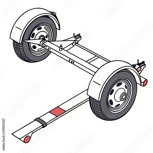 White towing dolly with black tires and red accents trailer vehicle