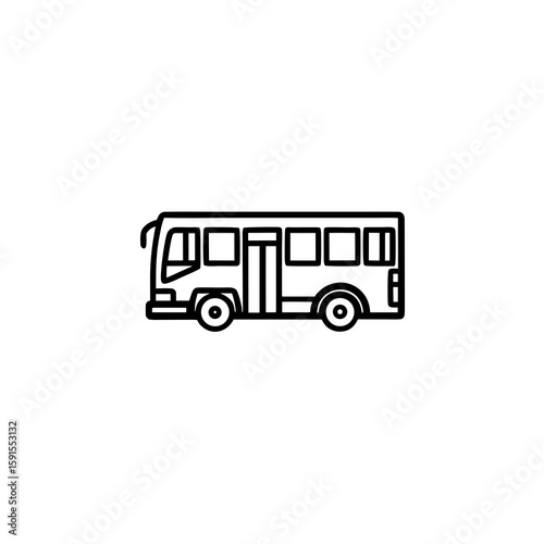 Black outline city bus with multiple windows transportation public transport