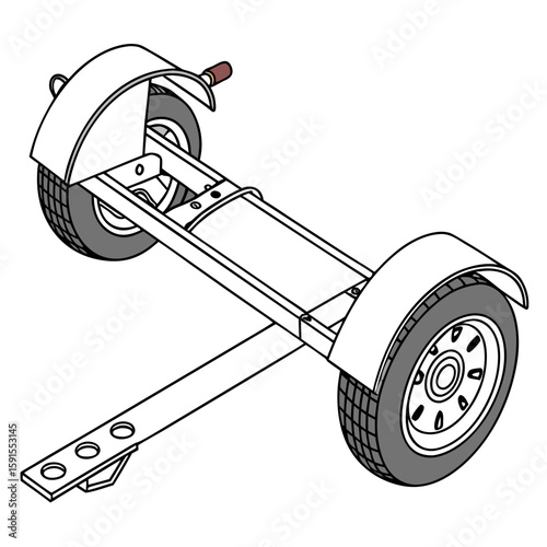 White towing dolly with grey wheels and black tire treads trailer vehicle accessory