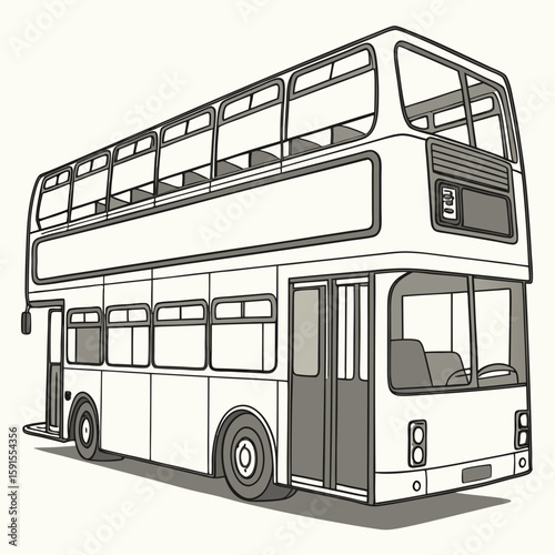 Classic double decker bus open windows grey accents public transport city bus vector