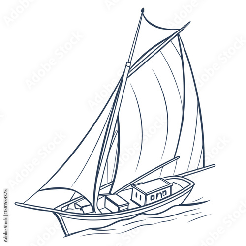 Classic sailboat gliding through blue ocean waves sailing maritime