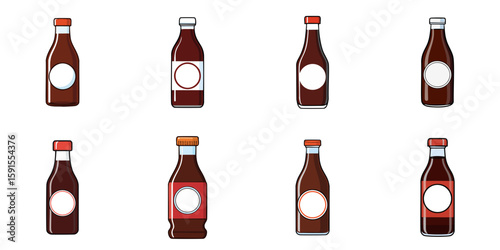 Multiple vector illustrations of plastic or glass bottles with nothing on the labels