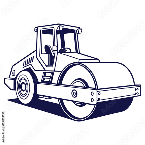 Dark blue road roller vehicle compactor construction vehicle
