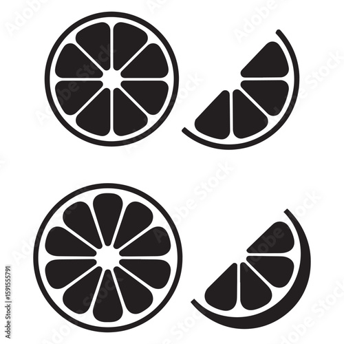 Black citrus slices and wedges fruit