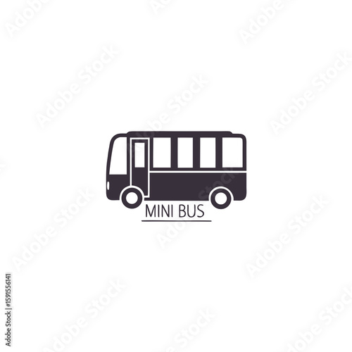 Dark purple mini bus with windows and text vehicle transportation