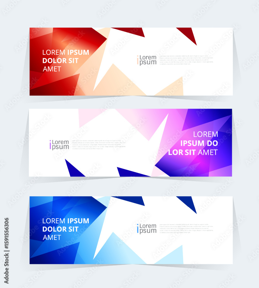 Naklejka premium banner or header template featuring a color gradient design with abstract geomatic shapes. 