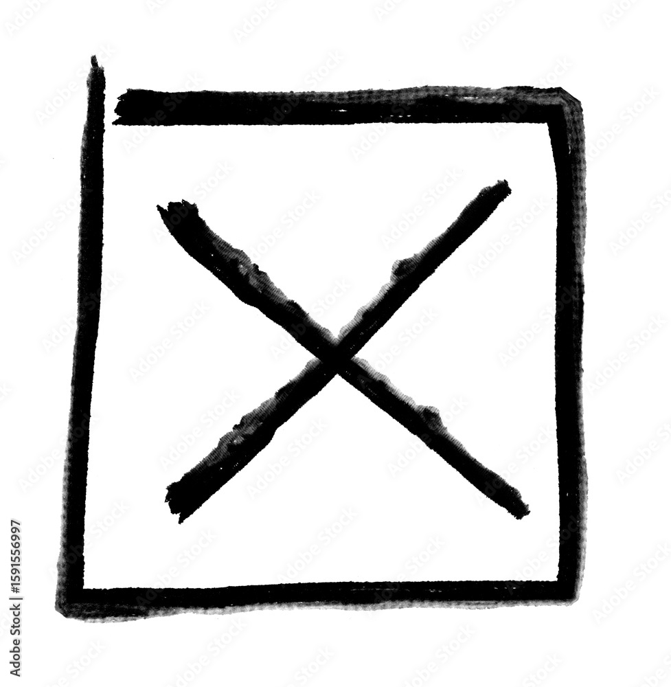 Obraz premium Red cross mark brush Stroke isolated on a transparent background