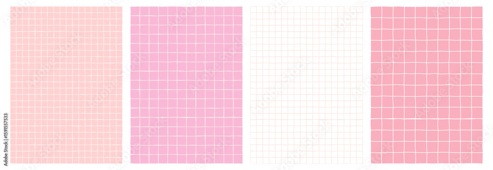 Fototapeta premium Geometric seamless pattern set light grid on background empty. Notepad paper hand drawn line style pastel color. Vector 10 eps
