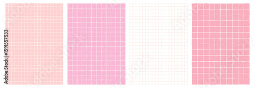 Geometric seamless pattern set light grid on background empty. Notepad paper hand drawn line style pastel color. Vector 10 eps
