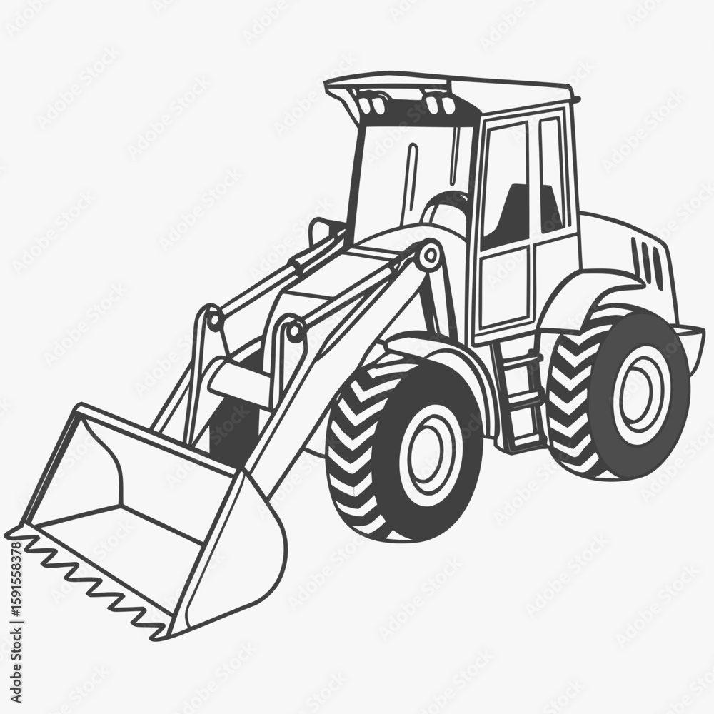 Naklejka premium Heavy duty loader with bucket and large tires construction vehicle