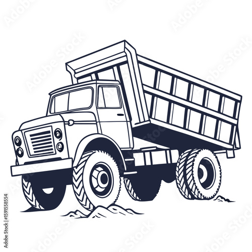 Heavy duty truck with raised cargo bed dump truck vehicle