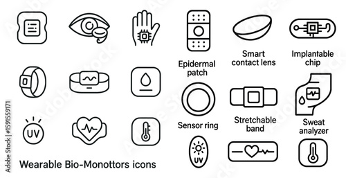 Wearable devices are shown in a variety of shapes and sizes. Some of the devices include smart contact lenses, smart bandages, smart watches, and smart glasses