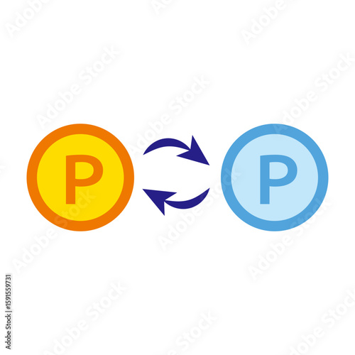 Point exchange icon with two coins