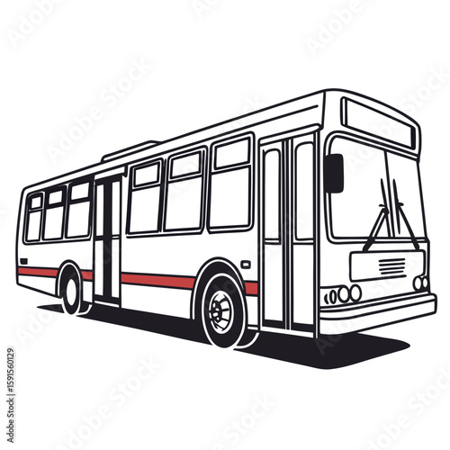 White city bus with red stripe public transport transportation