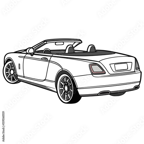 White convertible automobile with black accents luxury