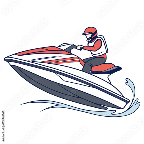 Person riding a jet ski with water splashes watercraft recreation