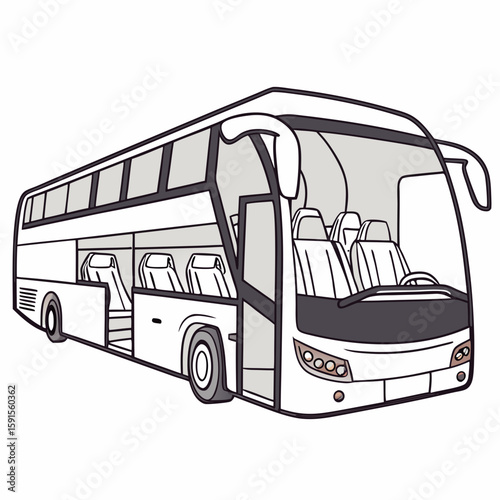White double decker bus interior view tour bus seats