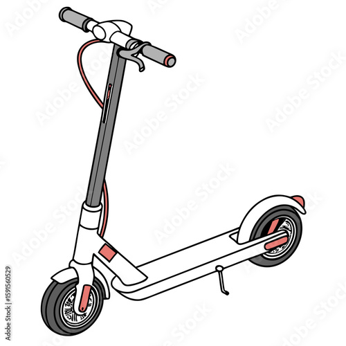 White electric scooter with grey handlebars and red accents
