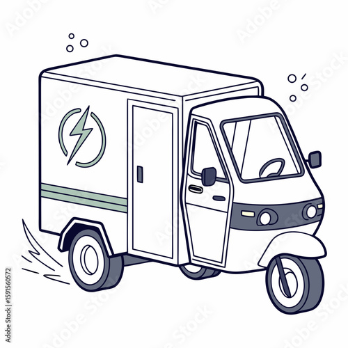 White electric three wheel delivery vehicle electric vehicle