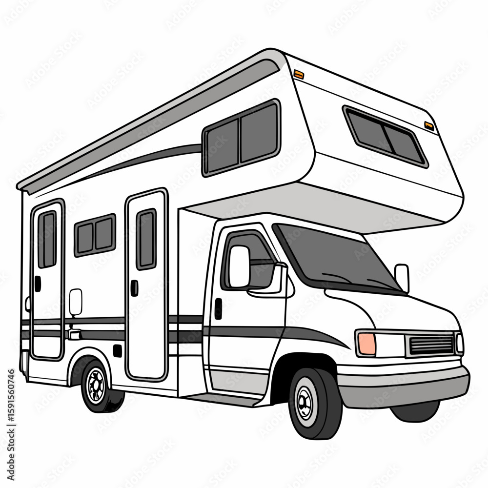 Naklejka premium White motorhome with gray accents and tinted windows