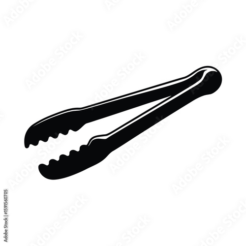 Black kitchen tongs with serrated gripping ends on a white background