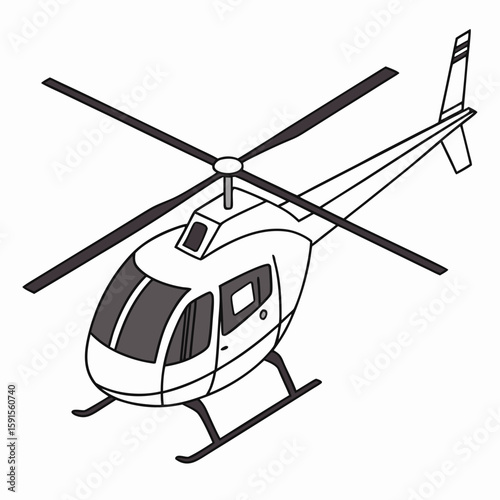 White helicopter with dark rotor blades and windows