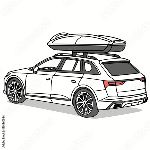 White luxury suv with roof cargo box wagon roof box