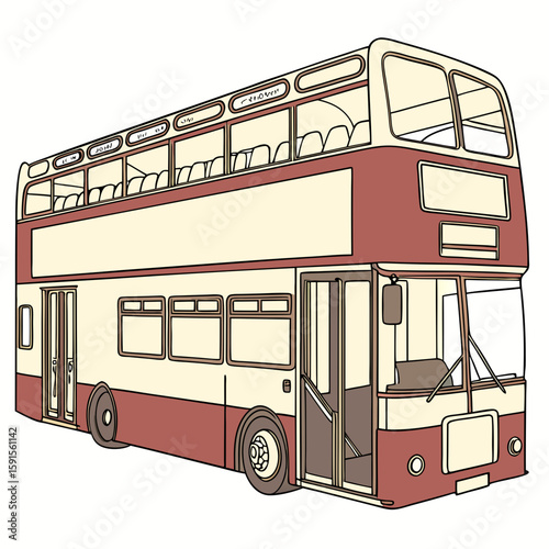 Red cream double decker bus open door city transit red bus cream bus
